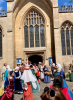 Taborers and dancers outside St Helen's